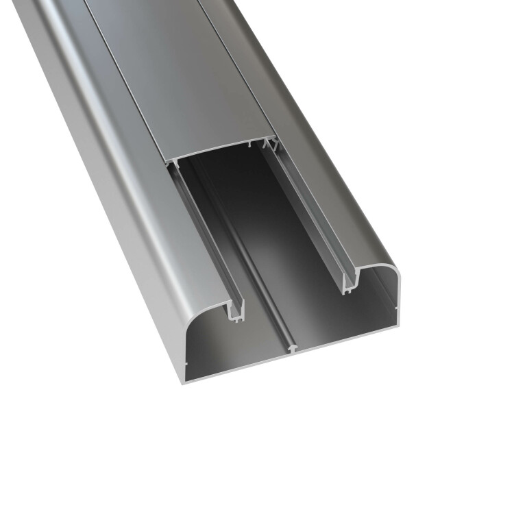 Алюминиевый кабель-канал 110х50 мм (с 1 крышкой), цвет серый металлик