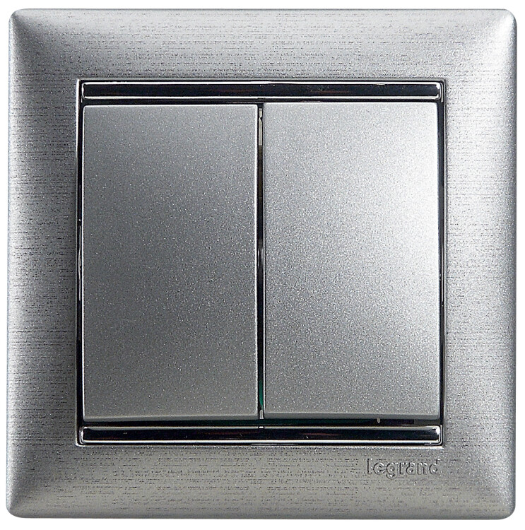 Выключатель 2-кл. 10А 250В алюминий VALENA
