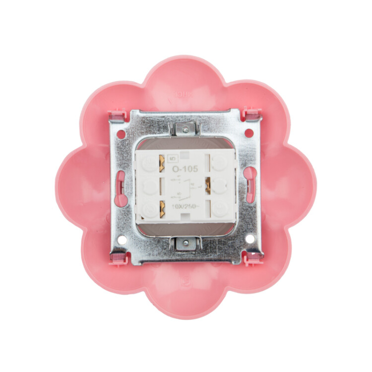 Выключатель 2-кл. KRANZ HAPPY Цветок скрытой установки, белый/розовый