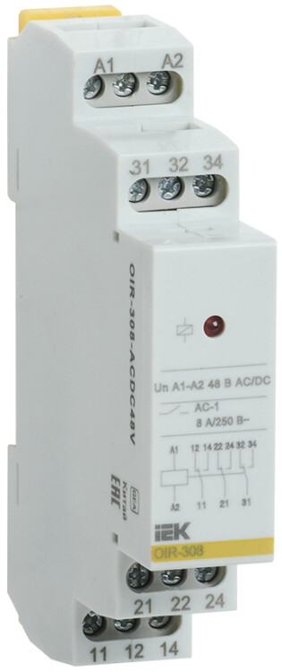 Промежуточное реле модульное OIR 3 конт (8А). 48В AC/DC IEK