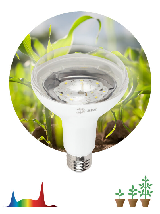 Лампа (LED) для растен. (все стадии) R95 Е27 15Вт 22,5 мкмоль/с 380...780нм 6500К 230В FITO ЭРА