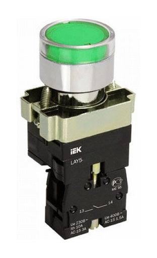 Кнопка управления LAY5-BW3361 с подсветкой зеленая 1з ИЭК