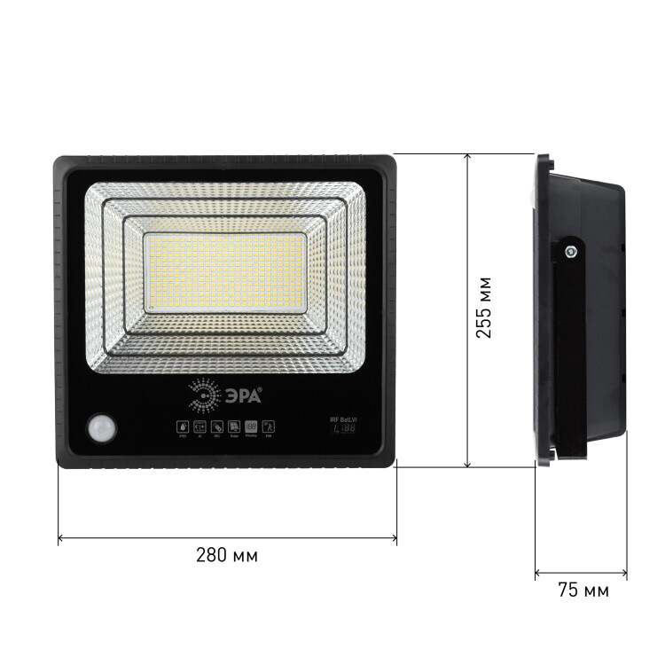 Прожектор с датч. движ. (LED) на солн. бат., ПДУ 150Вт 1500лм 5000K IP65 ЭРА