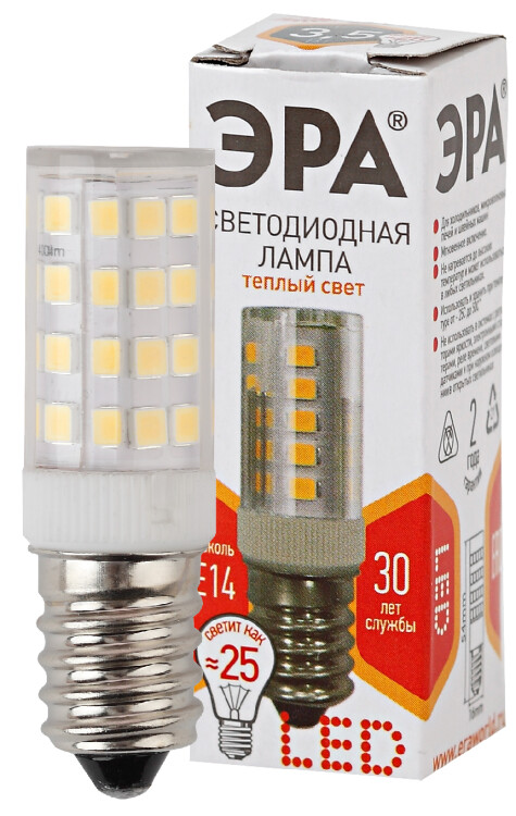 Лампа светодиод. (LED) Мини Е14 3.5Вт 280лм 2700К 230В прозр. для холодил. ЭРА