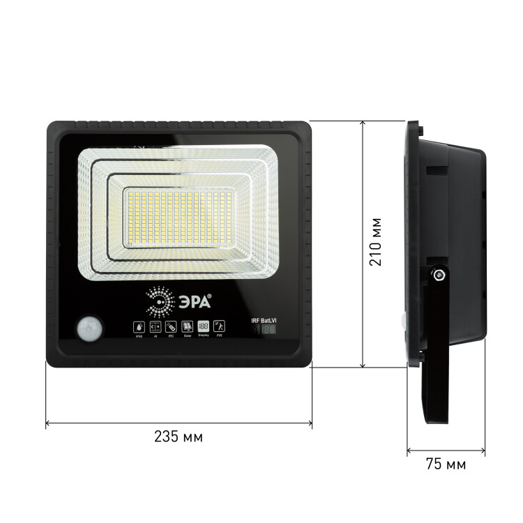 Прожектор с датч. движ. (LED) на солн. бат., ПДУ 100Вт 1200лм 5000K IP65 ЭРА