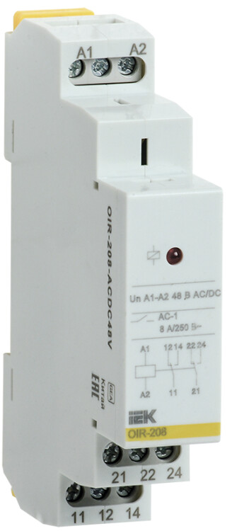 Промежуточное реле модульное OIR 2 конт (8А). 48 В AC/DC IEK