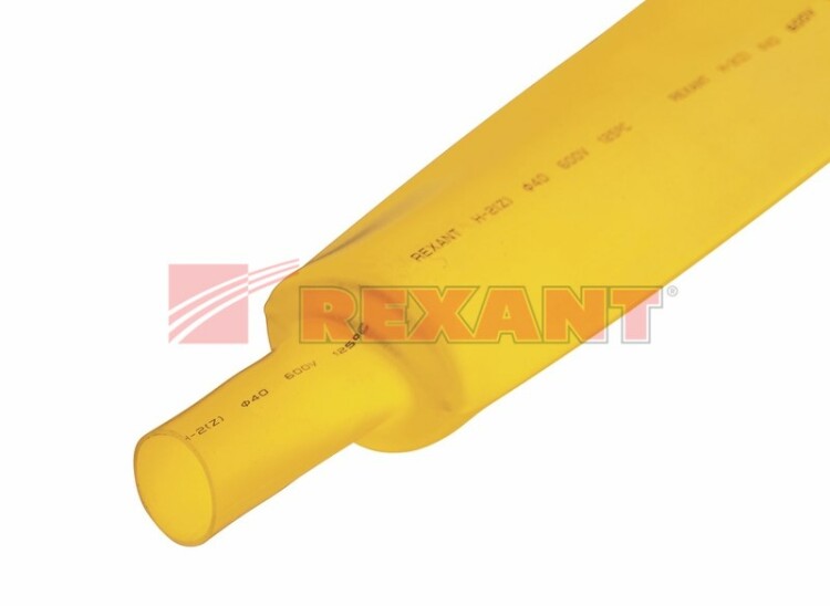 Трубка термоусаживаемая 35/17,5 мм желтая  REXANT