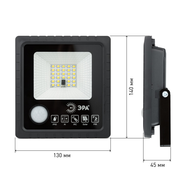 Прожектор с датч. движ. (LED) на солн. бат., ПДУ  20Вт 350лм 5000K IP65 ЭРА