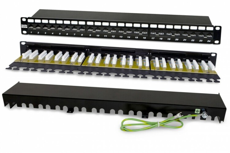 Патч-панель 19", 1U, 24 порта RJ-45, неэкранированная, категория 6 Hyperline