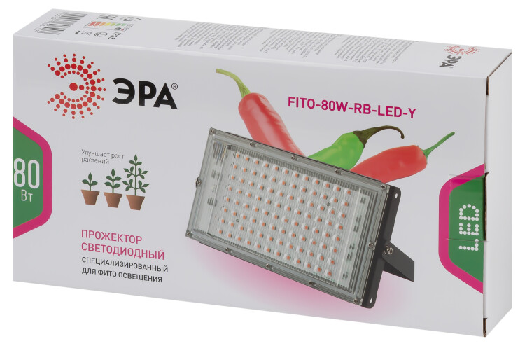 Прожектор Fito (LED) 80Вт 120 мкмоль/с 440:660нм 1250К рассада IP65 ЭРА